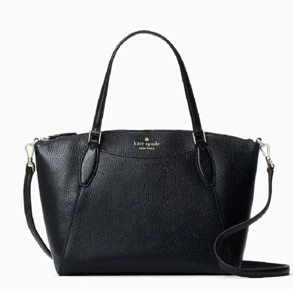 NWT Kate Spade Pebble Leather Monica Satchel Crossbody Black